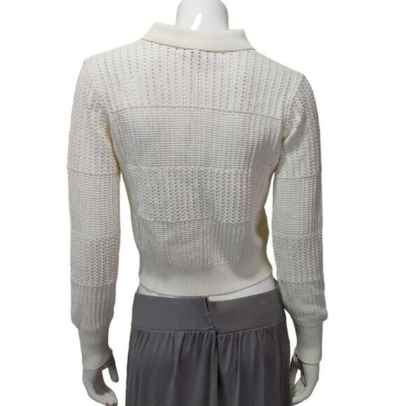 FRAME Shrunken Crochet Cardigan Ivory / Off White Women's Size Small - Picture 11 of 13
